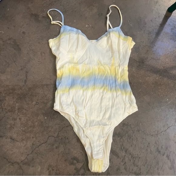 Zara Tie Dye V-Neck Spaghetti Strap Satin Effect Bodysuit Size Small- OBO - Picture 1 of 8
